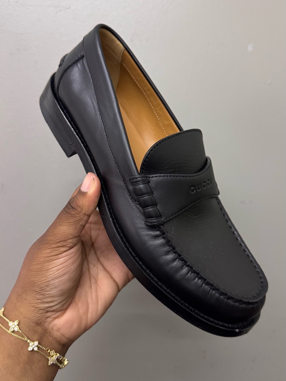 Gucci Calfskin Miro Soft Womens Mocassin Loafers 38 Black